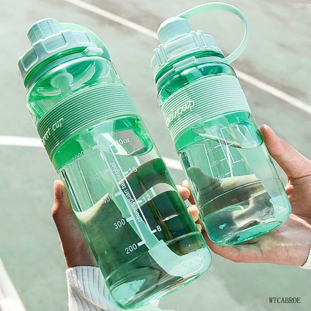 Bottled Water Bottled 2000Ml Plastic Gourd Straw Water Bottles 1000ML My Sports Protein Shaker Student Fitness Portable Bottle